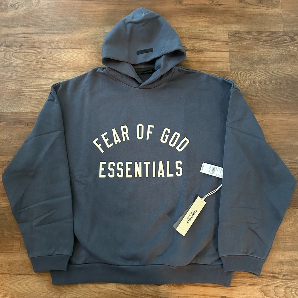 Authentic New Fear of God Essentials Marine Hoodie Size Medium